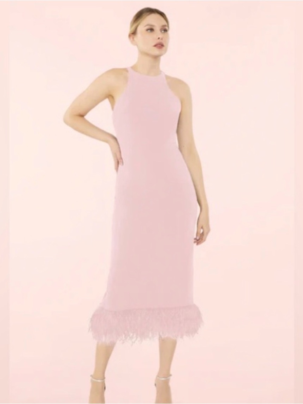 NWT Likely feather midi Chandler pink dress